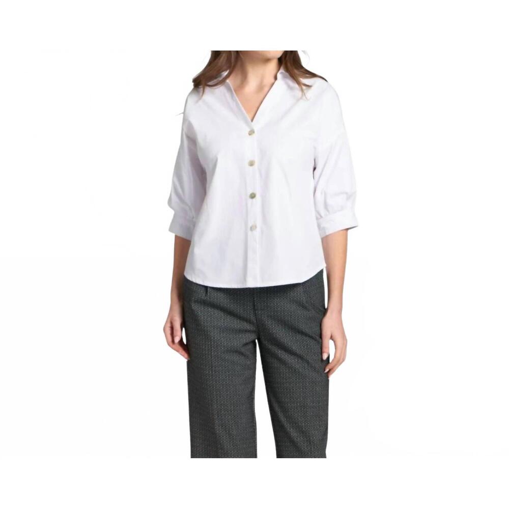 NEW APNY blouson sleeve shirt in white